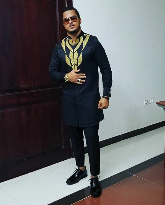Black and Gold Embroidery Men African Dashiki Clothing for Prom, Weddings and Parties | Afro Dress Shirts and Pants