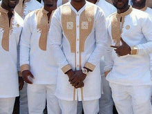 Load image into Gallery viewer, Embroidered Gold and White Mens Clothing
