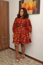 Load image into Gallery viewer, Ankara Short Dress with Big Sleeves