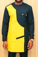 Load image into Gallery viewer, Yellow and Black African Dashiki Clothing for Men | African Wear