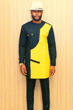 Load image into Gallery viewer, Yellow and Black African Dashiki Clothing for Men | African Wear