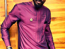 Load image into Gallery viewer, Dashiki Clothing for Men| Mauve Men's African Caftan| Wedding Guest Suit| Prom African Wear| African Groom| Ankara Attire| Gift For Him