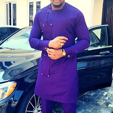 Load image into Gallery viewer, Dashiki Clothing for Men| Blue Men's African Caftan| Wedding Guest Suit| Prom African Wear| African Groom| Ankara Attire| Gift For Him