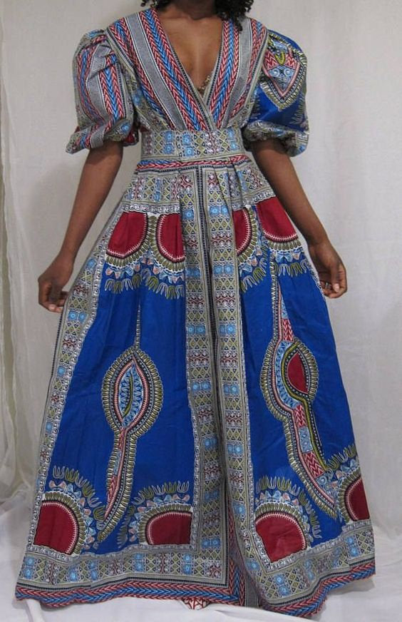 African Dashiki Puff Sleeve Maxi Dress For Women Splendor Of Africa african-dashiki-puff-sleeve-maxi-dress-for-women-splendor-of-africa
