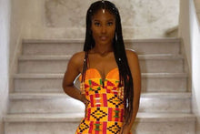 Load image into Gallery viewer, Women's African Clothing| African Kente Print Clothing| Afro Wedding Dress| Prom Gown| Wedding Guest Clothing| Dashiki| Black Stars Handmade