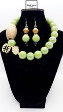 Load image into Gallery viewer, Chartreuse African Necklace For Women| Green African Bead Jewelry Set| African Wedding Jewelry| Wood Beads| Gift For Her| Mother&#39;s Day