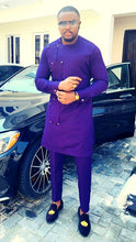 Load image into Gallery viewer, Dashiki Clothing for Men| Blue Men's African Caftan| Wedding Guest Suit| Prom African Wear| African Groom| Ankara Attire| Gift For Him