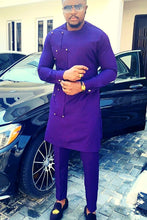 Load image into Gallery viewer, Dashiki Clothing for Men| Blue Men's African Caftan| Wedding Guest Suit| Prom African Wear| African Groom| Ankara Attire| Gift For Him