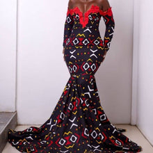 Load image into Gallery viewer, African Women's Clothing| Africa Print Wedding Gown| African Prom Gown| Wedding Guest Clothing| Ankara| Kitenge| Kente| Black Stars Handmade