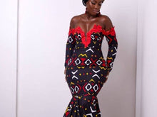 Load image into Gallery viewer, African Women's Clothing| Africa Print Wedding Gown| African Prom Gown| Wedding Guest Clothing| Ankara| Kitenge| Kente| Black Stars Handmade