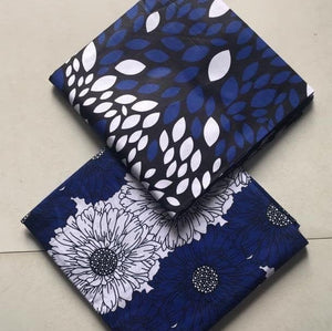 Six Yards African Fabric| Blue and White Floral Wax Print| Ankara Print| Africa Material for Dress, Design, Sewing, Quilting, Upholstery