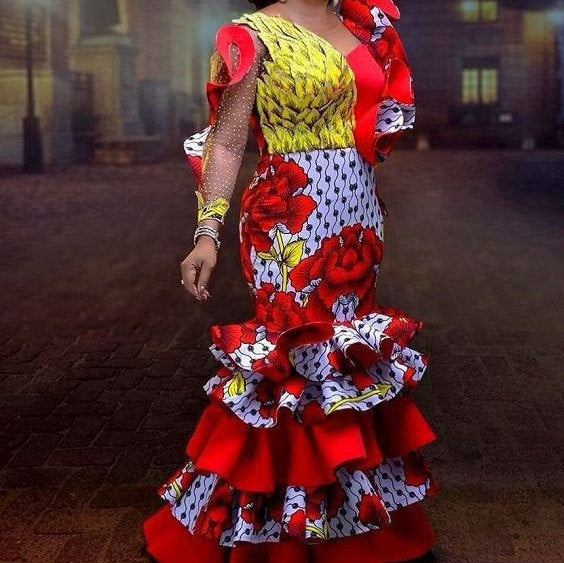 Elegant African Women's Dress| Africa Wedding Gown| Prom Gown| Wedding Guest Clothing| Black Stars Handmade 2 Elegant African Women's Dress| Africa Wedding Gown| Prom Gown| Wedding Guest Clothing| Black Stars Handmade 2