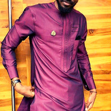 Load image into Gallery viewer, Dashiki Clothing for Men| Mauve Men's African Caftan| Wedding Guest Suit| Prom African Wear| African Groom| Ankara Attire| Gift For Him