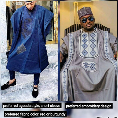 Reserved for Celeste. Custom African Agbada. Embellished Three Piece Suit.