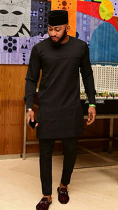 RESERVED FOR TIM. Black Woolen African Suit for Men of Class and Style. Custom order.