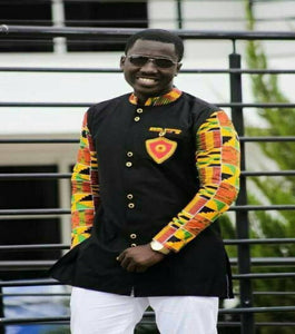 Africa Men Shirt| Black Ankara Top| Dashiki Mens Shirt| Kente Summer Outfit| African Casual Wear| African Party Shirt| Black Stars Handmade