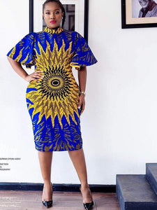 Women's African Clothing. Ankara Short Gown. African Print Dress. Royal Blue and Gold. African Party Dress. Wedding Guest Dress. 2 Women's African Clothing. Ankara Short Gown. African Print Dress. Royal Blue and Gold. African Party Dress. Wedding Guest Dress. 2