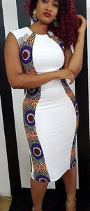Women's African Clothing. White Dashiki Short Gown. African Print Dress. Stretch and Ankara Mix. African Party Dress. Wedding Guest Dress.