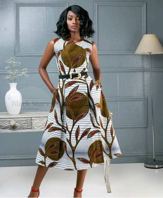 African Clothing| African Womens Clothing| Ankara Midi Dress|| Wedding Guest Clothing| African Print Attire| Dashiki| Black Stars Handmade