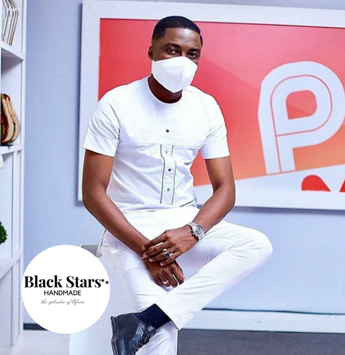African Clothing with Nose Mask| Men's African Clothing| Prom African Wear | African Groom Suit| Wedding Guest Attire| Dashiki| Ankara| Mask