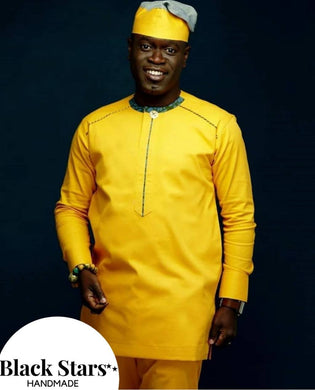 African Clothing| Men's African Clothing| Prom African Wear | African Groom Suit| Wedding Guest Attire| Dashiki| Ankara| Yellow Men's Wear