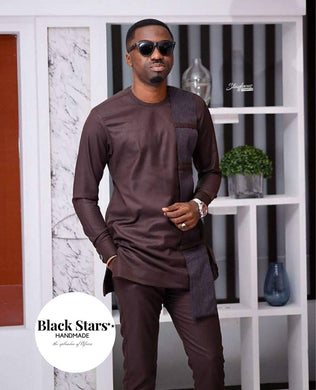 African Clothing| Men's African Clothing| Prom African Wear | African Groom Suit| Wedding Guest Attire| Dashiki| Ankara| Brown Men's Suit