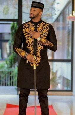 Custom Order For MH- | Gold Embroidered African Clothing| Mens African Clothing| African Groom Suit| Wedding Guest Attire| Dashiki| Ankara