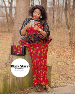 Ankara Long Skirt and Ruffled Blouse for Events and Wedding Guest