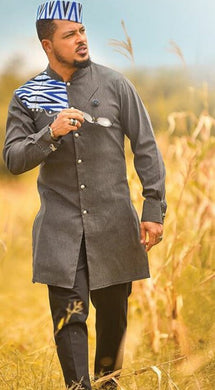 Gray Men's African Dashiki Clothing for Prom, Weddings and Parties | Afro Dress Shirts and Pants | Senator's Clothing