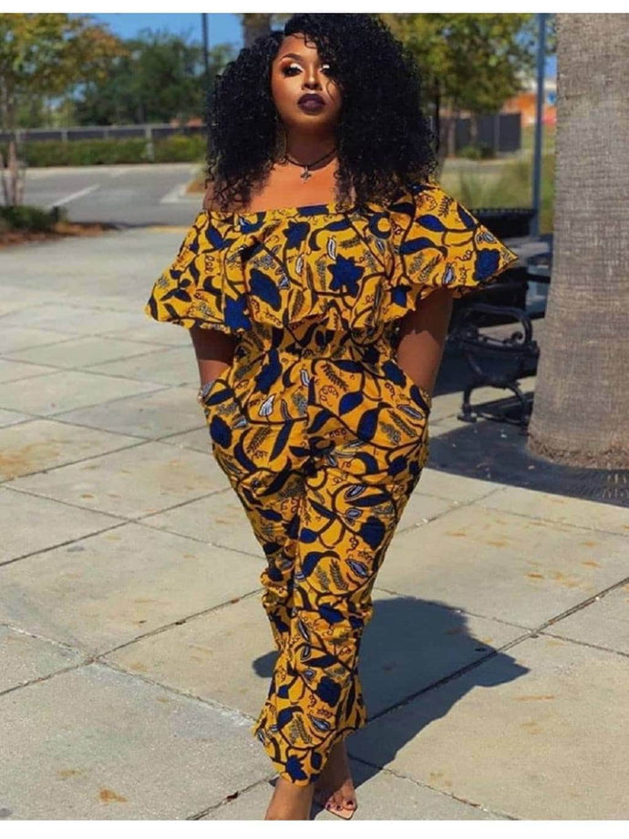 Womens African Clothing| Wedding Guest Attire| Yellow Ankara Off