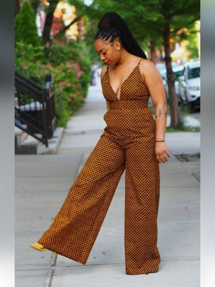 Womens African Clothing| Spaghetti Sleeve Wedding Guest Attire| Ankara Print Jumpsuit| Bridesmaid Outfit| Africa Wedding| Dashiki Bloom