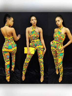 Womens African Clothing| Wedding Guest Attire| Kente Jumpsuit| Bridesmaid Outfit| Africa Wedding| Graduation Dress| Dashiki| Kente| Blooms