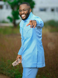 Mens Clothing| African Mens Apparel| Prom| Wedding Guest Attire| African Grooms| Graduation Outfit| Dashiki| Ankara| Kente| Blue Dress Suit