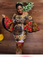 Load image into Gallery viewer, Womens African Clothing| Wedding Guest Attire| Prom| Ankara Dress| Bridesmaid Outfit| Africa Wedding| Dashiki| Kitenge| Kente| Gift| Blooms