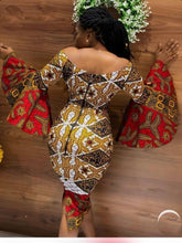 Load image into Gallery viewer, Womens African Clothing| Wedding Guest Attire| Prom| Ankara Dress| Bridesmaid Outfit| Africa Wedding| Dashiki| Kitenge| Kente| Gift| Blooms