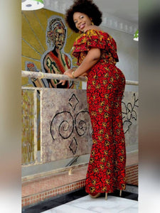 Womens African Clothing| Off Shoulder Wedding Guest Attire| Ankara Mixed Print Jumpsuit| Bridesmaid Outfit| Africa Wedding| Dashiki Bloom