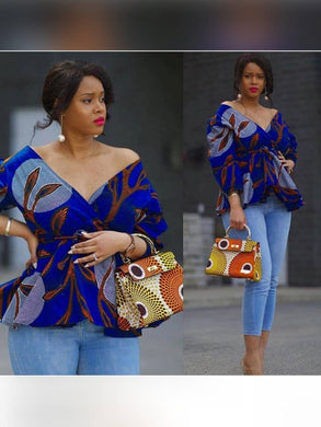 Wedding Guest Wrap Blouse in African Print