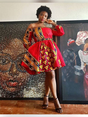 Off Shoulder Ankara Mini Dress