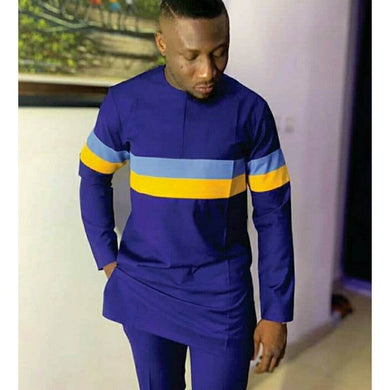 African Clothing for Men| Dashiki Dress Suit| Ankara Mens  Clothing| Wedding Guest Attire|  African Groom Outfit| Groomsmen Shirt| 3 Blue