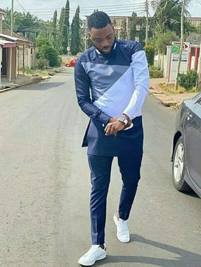 African Clothing for Men| Dashiki Dress Suit| Ankara Mens  Clothing| Wedding Guest Attire|  African Groom Outfit| Groomsmen Shirt| Blue