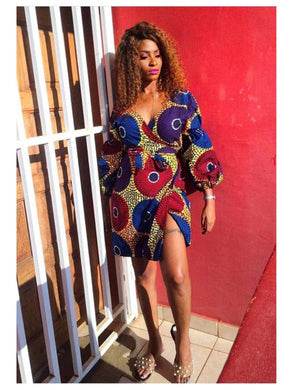 Womens African Clothing| African Wrap Short Dress Wedding Guest Attire| Ankara Dress| Bridesmaid Outfit| Africa Wedding| Dashiki| Kitenge