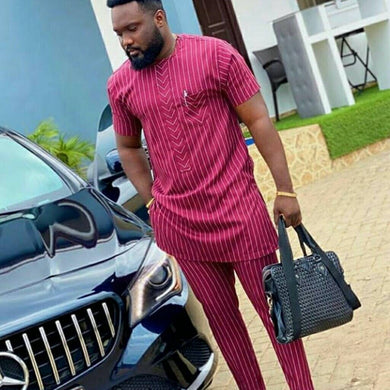 Wine African Clothing for Men| Dashiki Dress Suit| Ankara Mens  Clothing| Wedding Guest Attire|  African Groom Outfit| Groomsmen Shirt