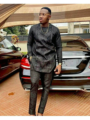 Black Luxury African Clothing for Men| Dashiki Dress Suit| Ankara Clothing| Wedding Guest Attire|  African Groom Outfit| Groomsmen Shirt