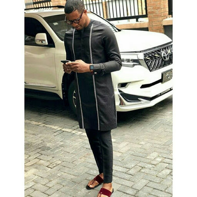 African Clothing for Men| Dashiki Dress Suit| Ankara Mens  Clothing| Wedding Guest Attire|  African Groom Outfit| Groomsmen Shirt| Black 3