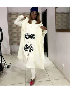 Embroidered Ivory Womens African Agbaba