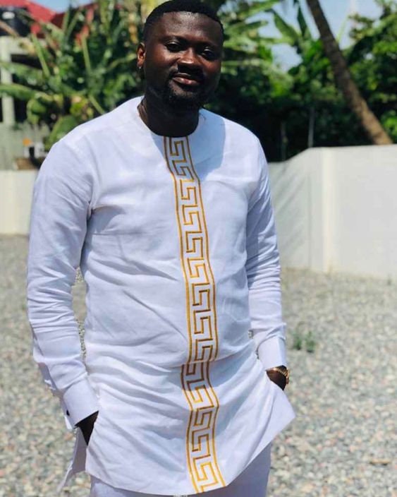 White with Gold Embroidery Dashiki Dress Suit| Ankara Mens Clothing|  Wedding Guest Attire| African Groom Outfit| Groomsmen Shirt