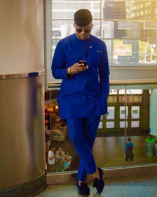 Royal Blue Men's African Wedding Suit| Nigeria Wedding Guest Dashiki Outfit| Ghana Groomsmen Clothing| Prom| Senators Formal Dress| Ankara