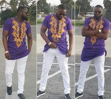 Embroidered African Clothing for Men| Dashiki Dress Suit| Ankara Mens Clothing| Wedding Guest Attire|  African Groom Outfit| Groomsmen Shirt