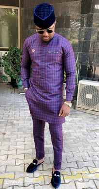 Checked African Clothing for Men| Dashiki Dress Suit| Ankara Mens Clothing| Wedding Guest Attire|  African Groom Outfit| Groomsmen Shirt