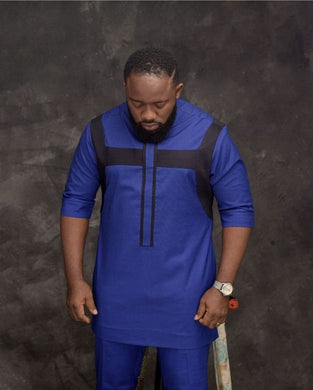 African Clothing for Men| Dashiki Dress Suit| Ankara Mens Clothing| Wedding Guest Attire|  African Groom Outfit| Groomsmen Shirt|Royal Blue4